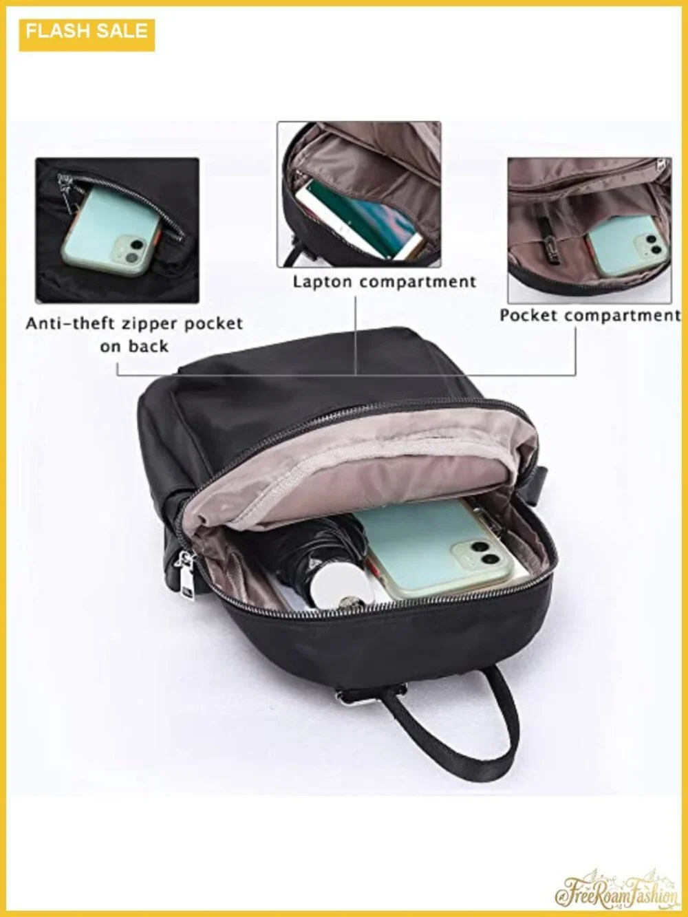 Waterproof Mini Backpack Purse for Women - Adjustable Strap 9.8x8.5in